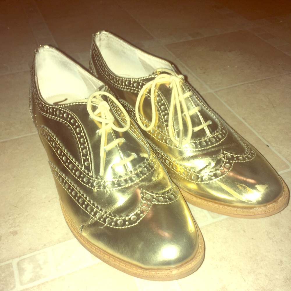 Sam Edelman Jerome Oxfords Gold Wingtips